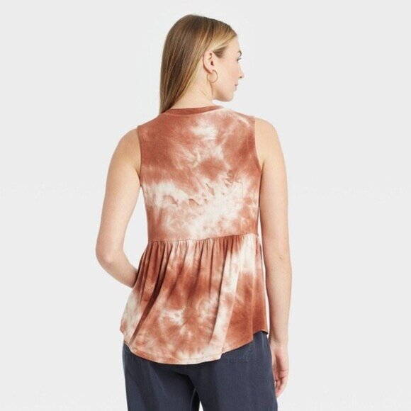 Knox Rose Tie Front Orange / Rust Tie Dye Tank Top Sleeveless Blouse Size Medium - Picture 2 of 6